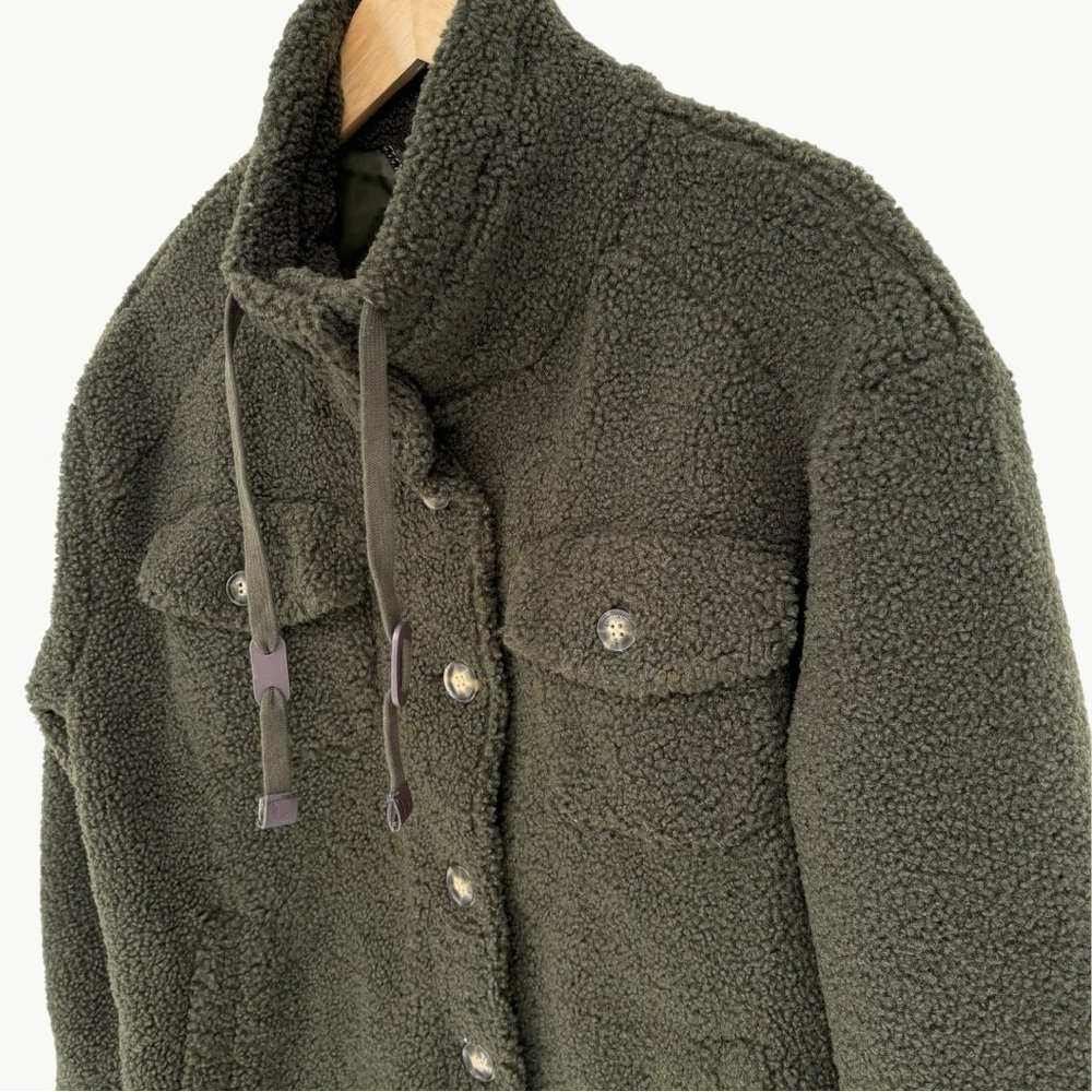 Koolaburra UGG Sherpa Longline Jacket Size XS Olive Green Oversized Cozy - Picture 6 of 10